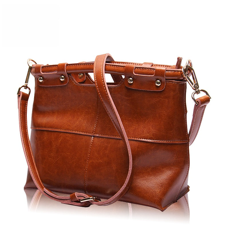 Sac Bandoulière Tote Femme Style Rétro en Cuir