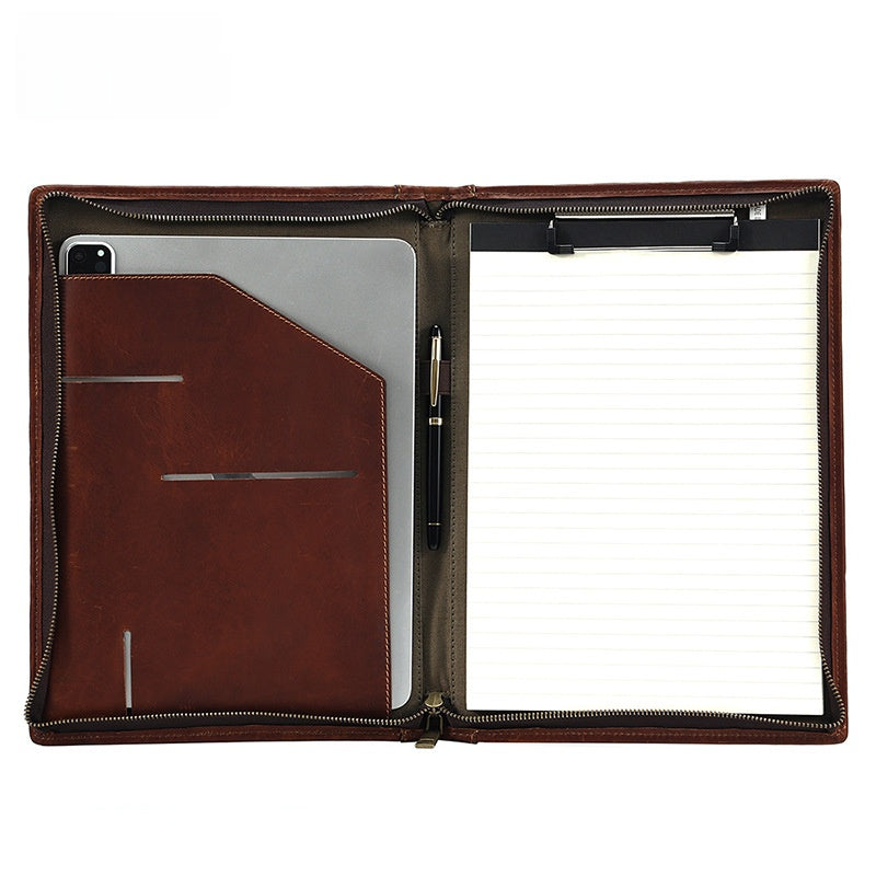 Porte-documents en cuir Premium A4 à fermeture éclair – Édition Signature