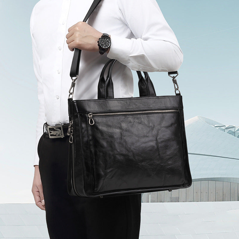 PrestigeLeather Pro | Sacoche d'affaires en cuir véritable pour homme