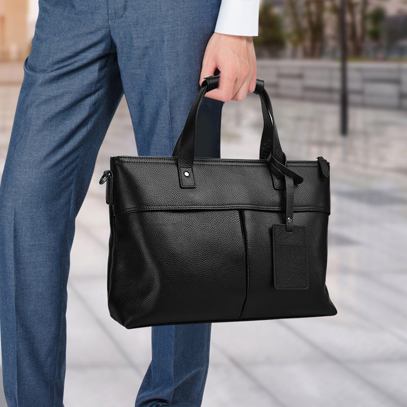 Mallette d'affaires en cuir pleine fleur | édition premium pour homme avec compartiment ordinateur portable